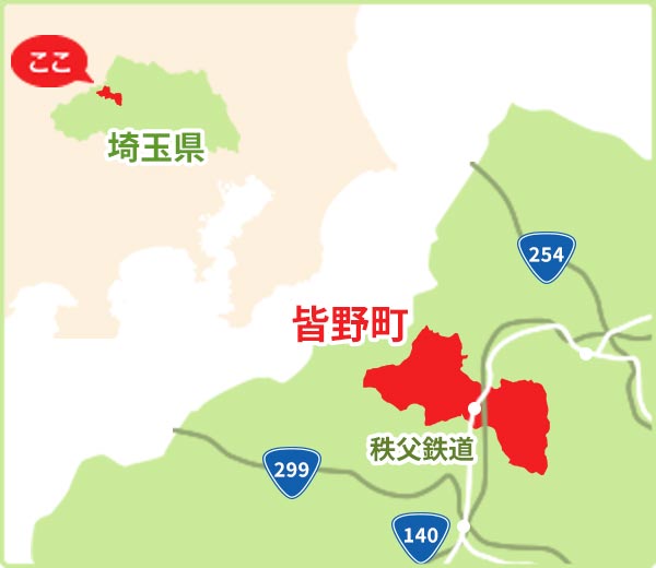 皆野町の埼玉県内の位置